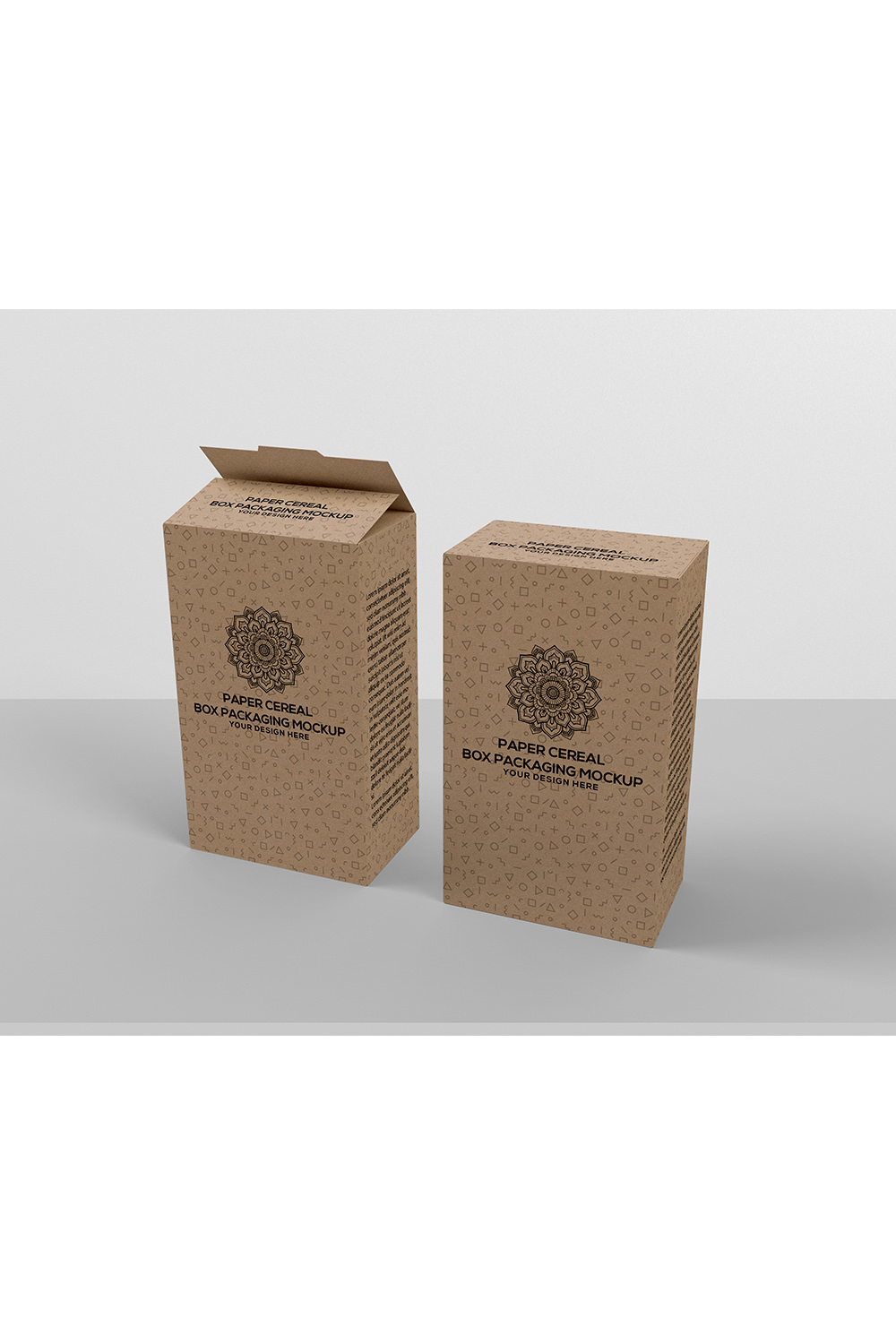 Paper Cereal Box Packaging Mockup pinterest preview image.