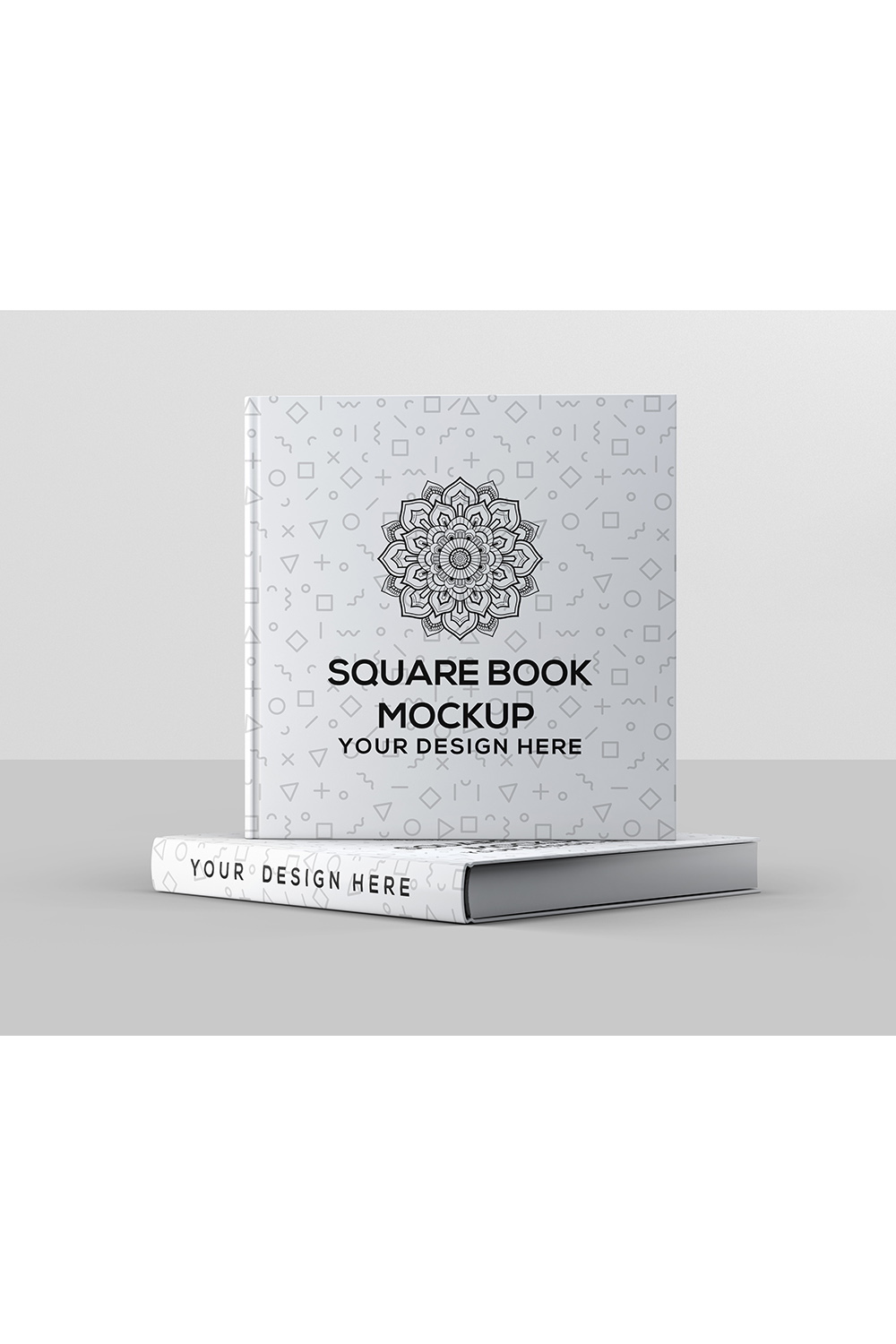 Hard Cover Square Book Mockup pinterest preview image.
