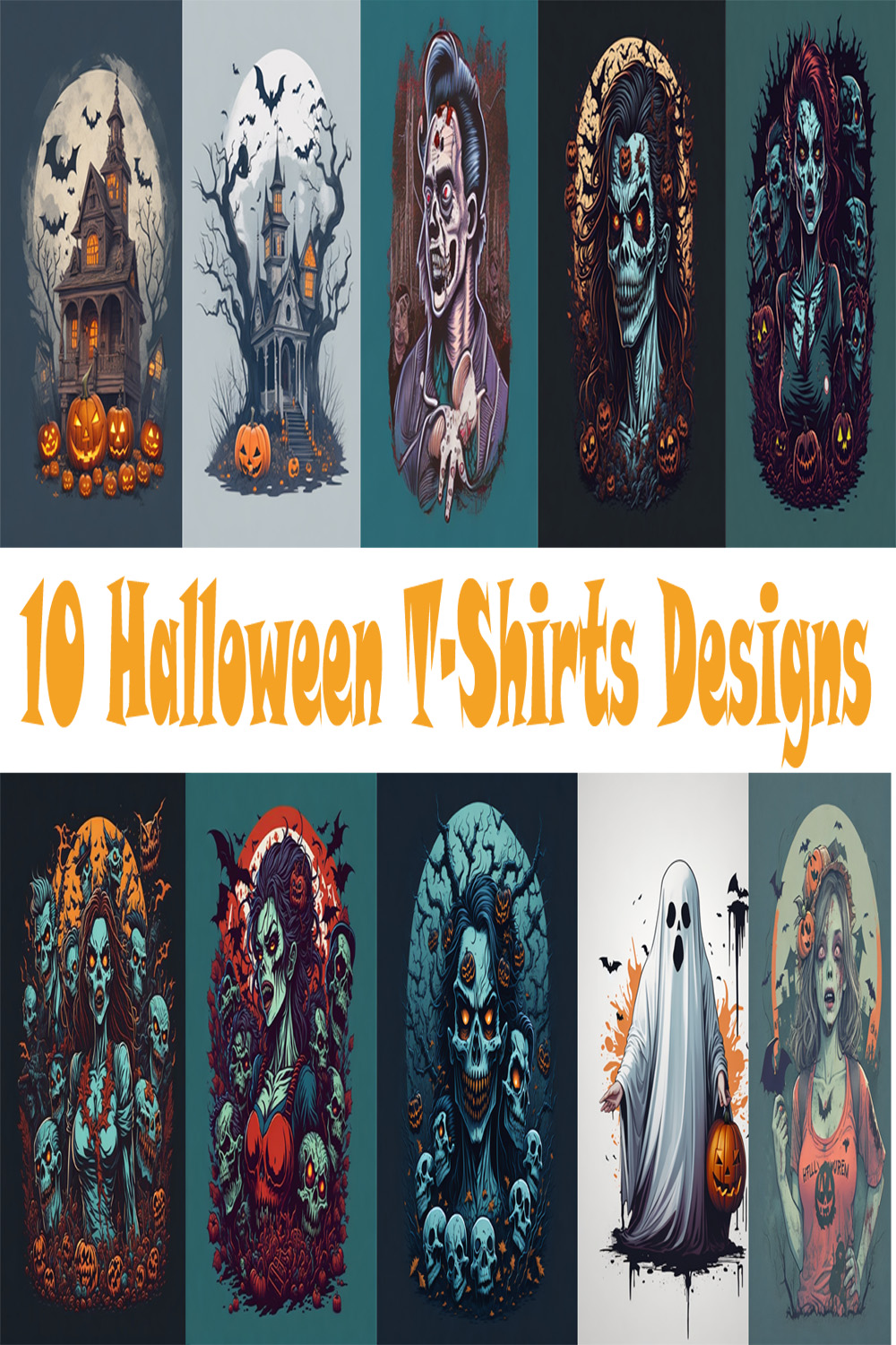 10 Halloween T-Shirts Designs pinterest preview image.