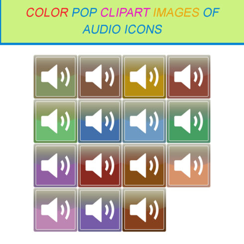 15 COLOR POP CLIPART IMAGES OF AUDIO ICONS cover image.