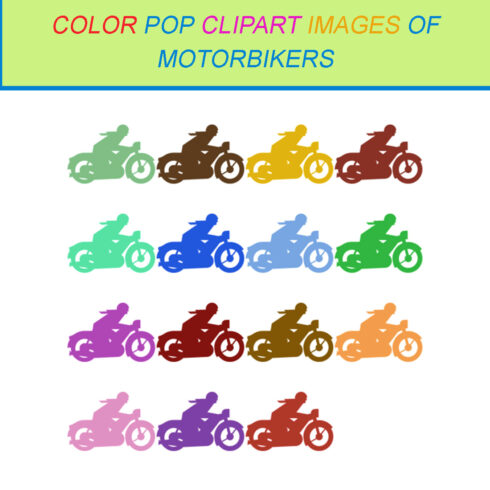 15 COLOR POP CLIPART IMAGES OF MOTORBIKERS cover image.