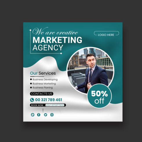 Corporate Social Media Post Design Digital Marketing Agency Template cover image.