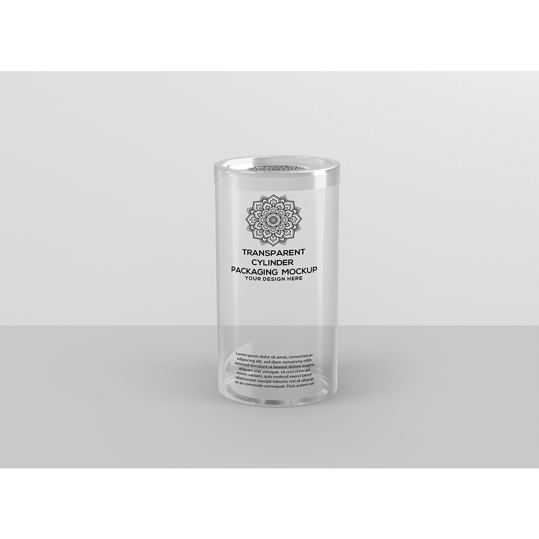 Transparent Cylinder Packaging Mockup cover image.