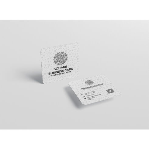 Square Round Corner Business Card Mockup cover image.