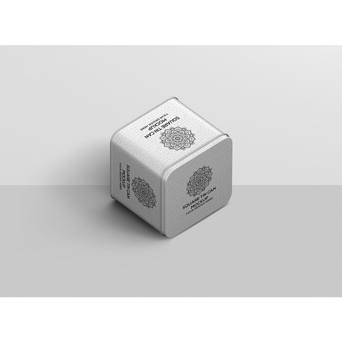Square Tin Can Mockup preview image.