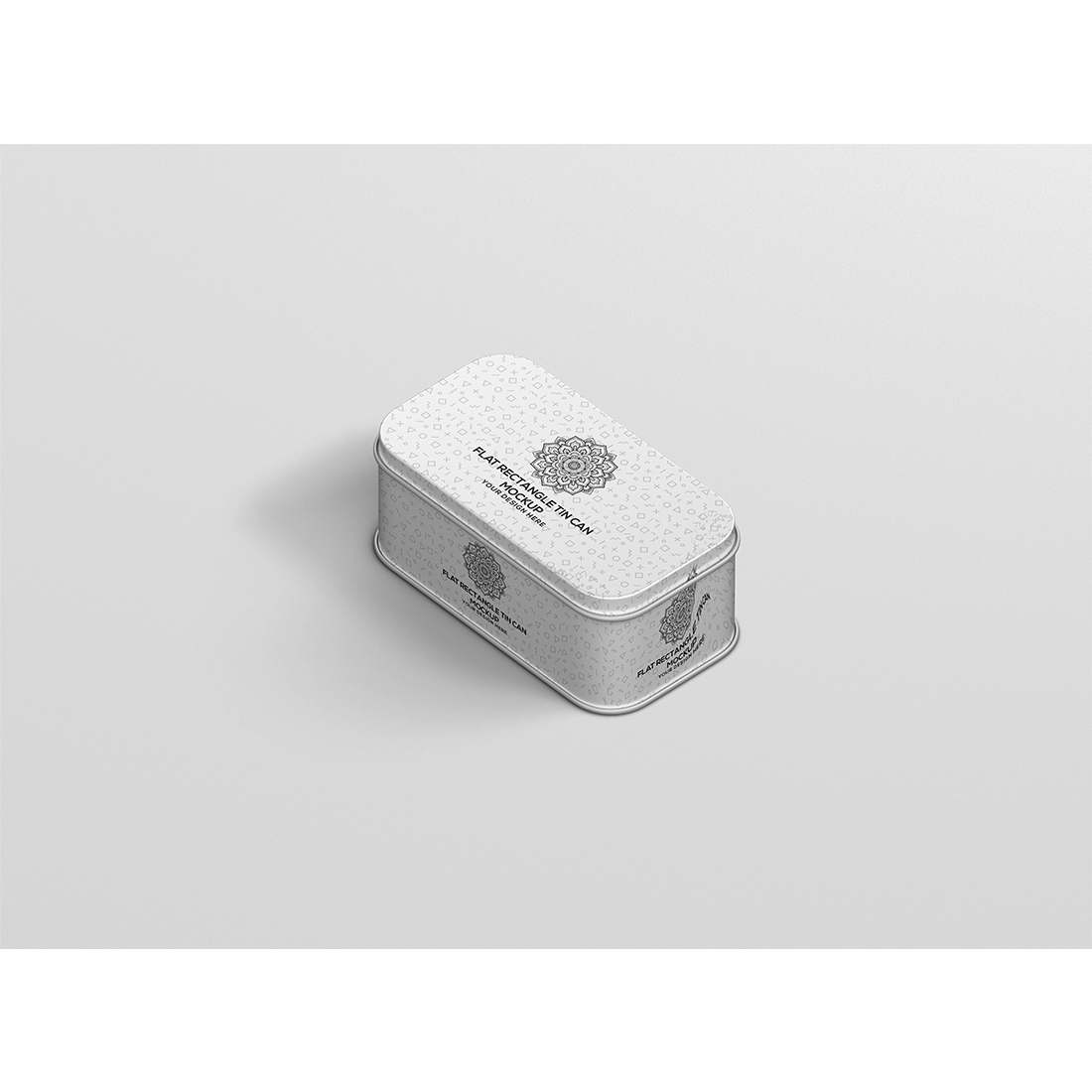 Flat Rectangle Tin Can Mockup preview image.