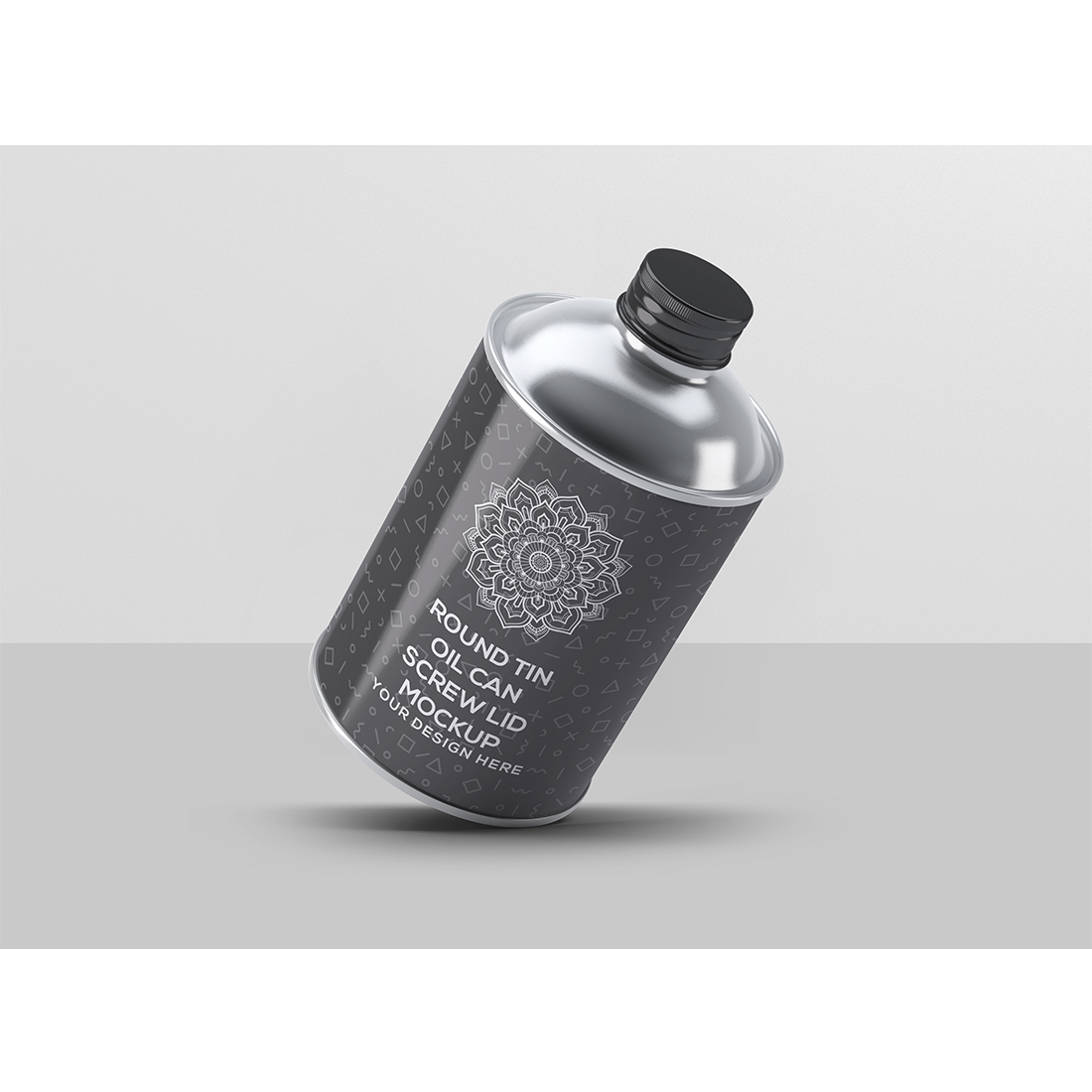 Oil Round Tin Can Screw Lid Mockup preview image.