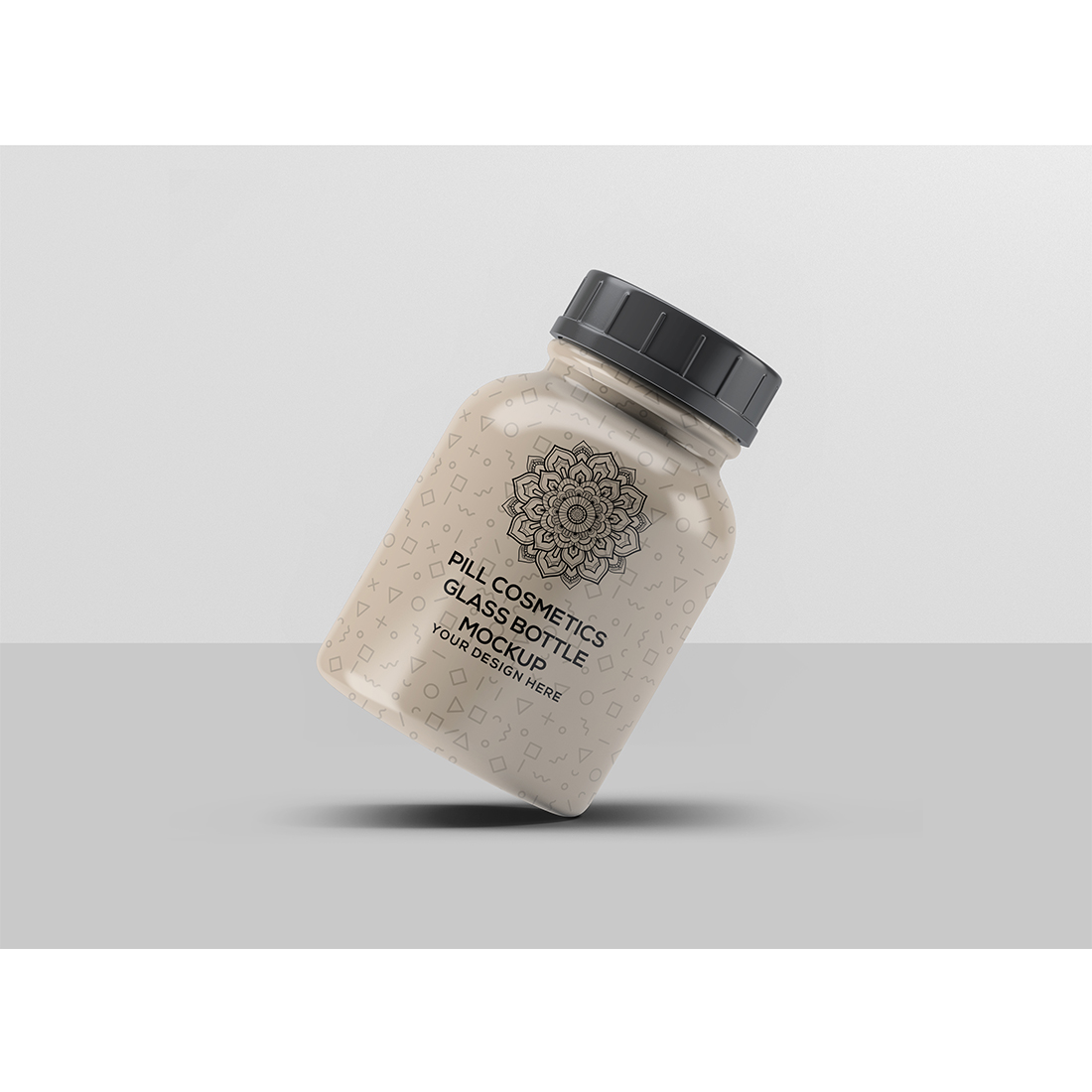Pill Cosmetic Glass Bottle Mockup preview image.