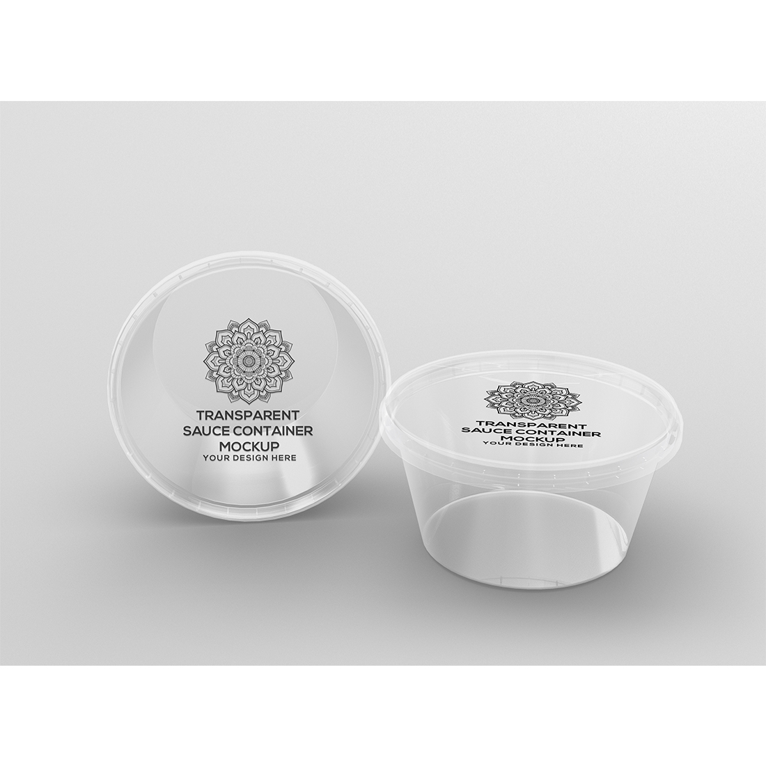 Transparent Round Sauce Containers Packaging Mockup preview image.