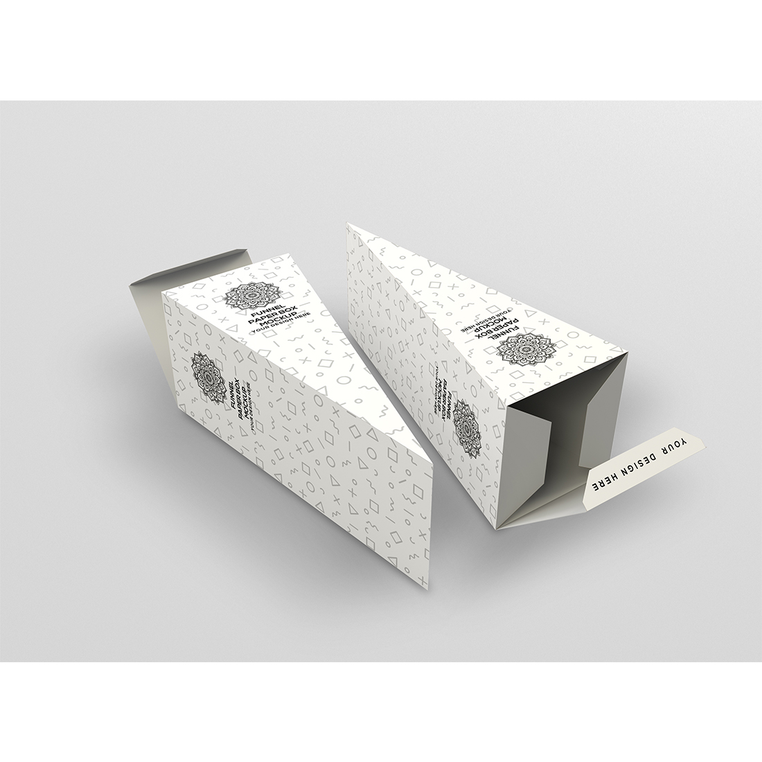 Funnel Paper Box Packaging Mockup preview image.