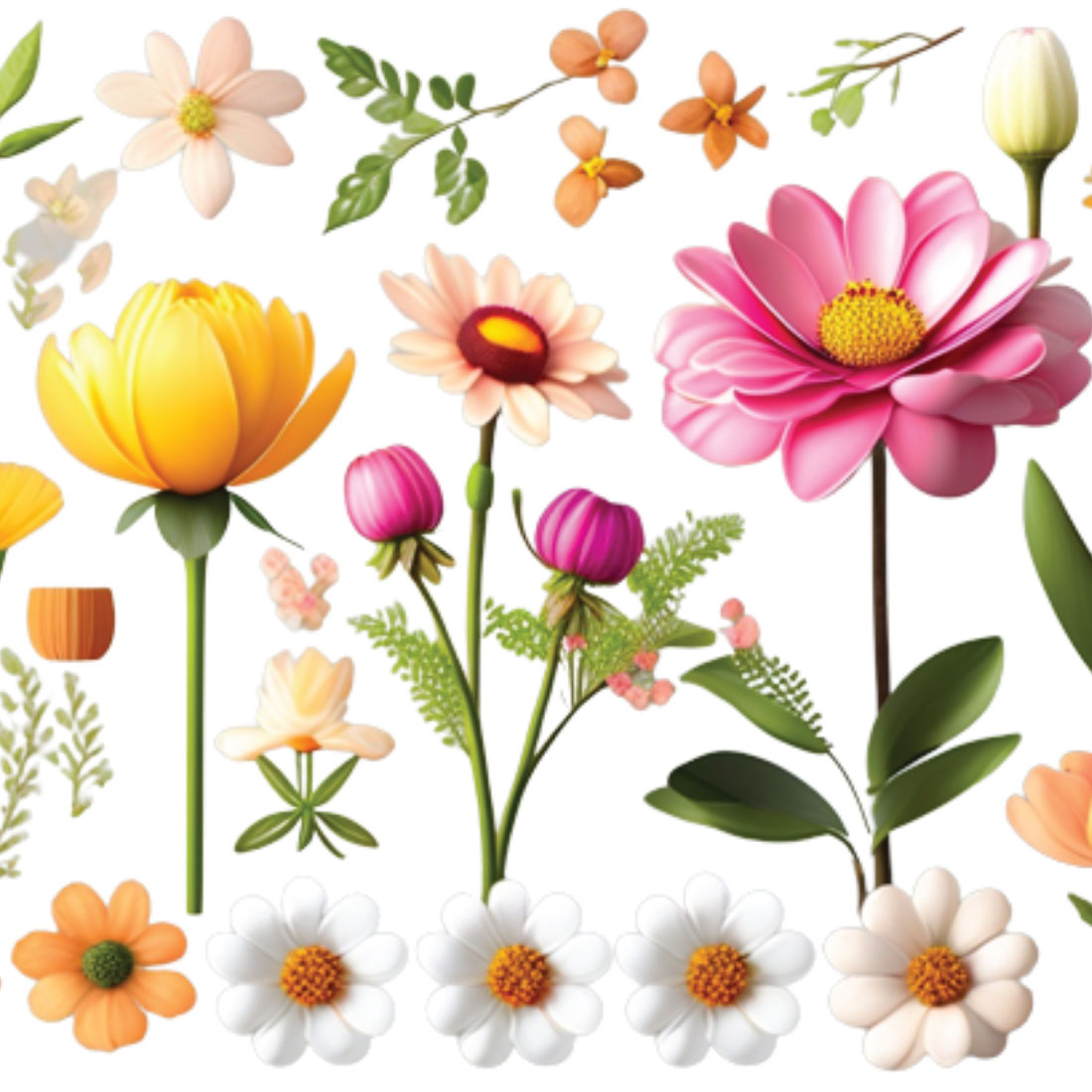 1000 + Plus set Bundle of Wild Flowers Png for 7$ Only preview image.