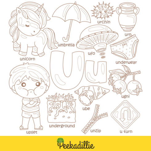 Alphabet U For Vocabulary School Letter Reading Writing Font Study ...