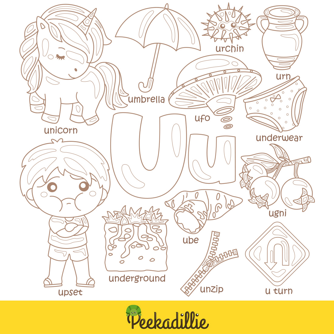 Premium Vector  Alphabet u for underwear vocabulary school lesson cartoon  coloring pages for kids and adult activity