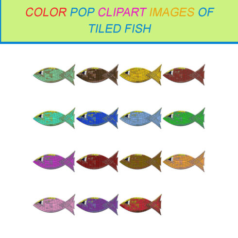 15 COLOR POP CLIPART IMAGES OF TILED FISH cover image.
