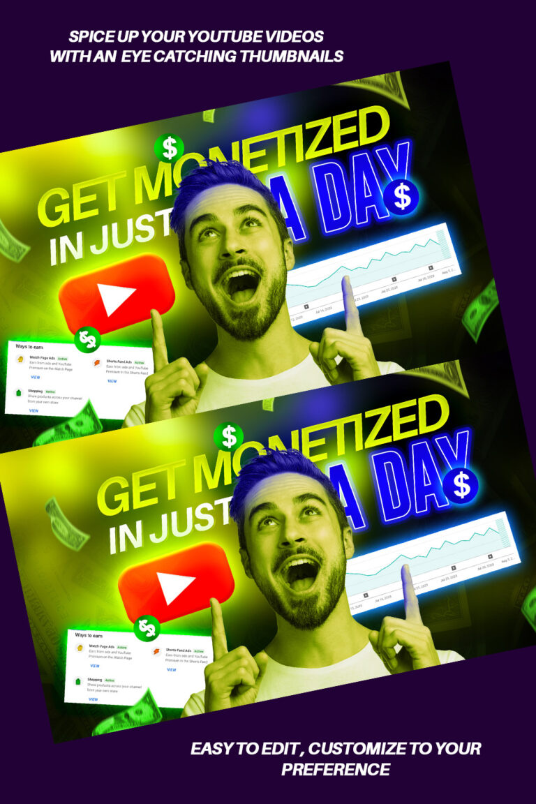 Professional Eye Catching Youtube Channel Thumbnail Template PSD