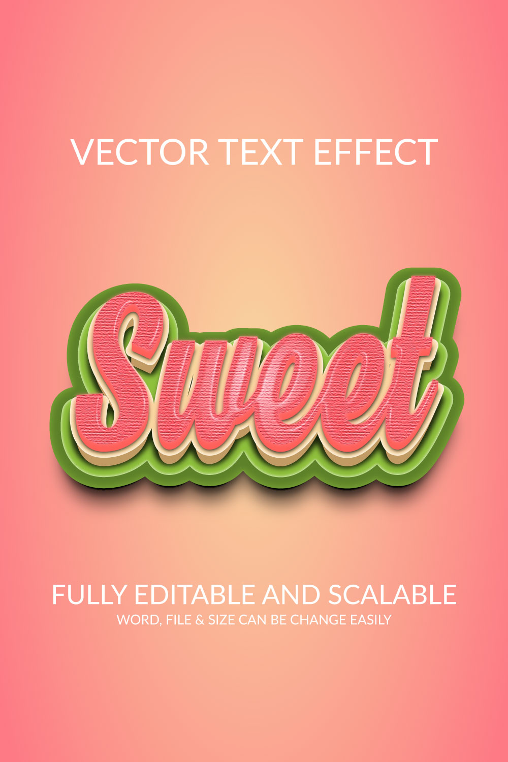 Sweet 3d Text Effect Template pinterest preview image.