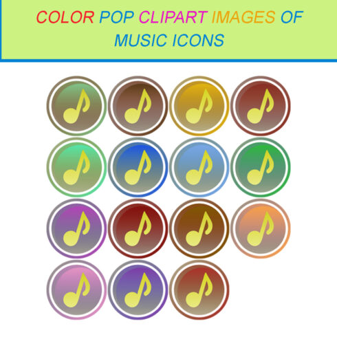 15 COLOR POP CLIPART IMAGES OF MUSIC ICONS cover image.