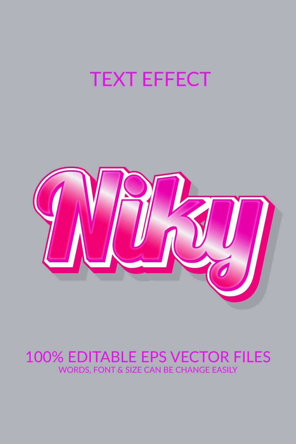 Niky Editable Text Effect Template Design pinterest preview image.