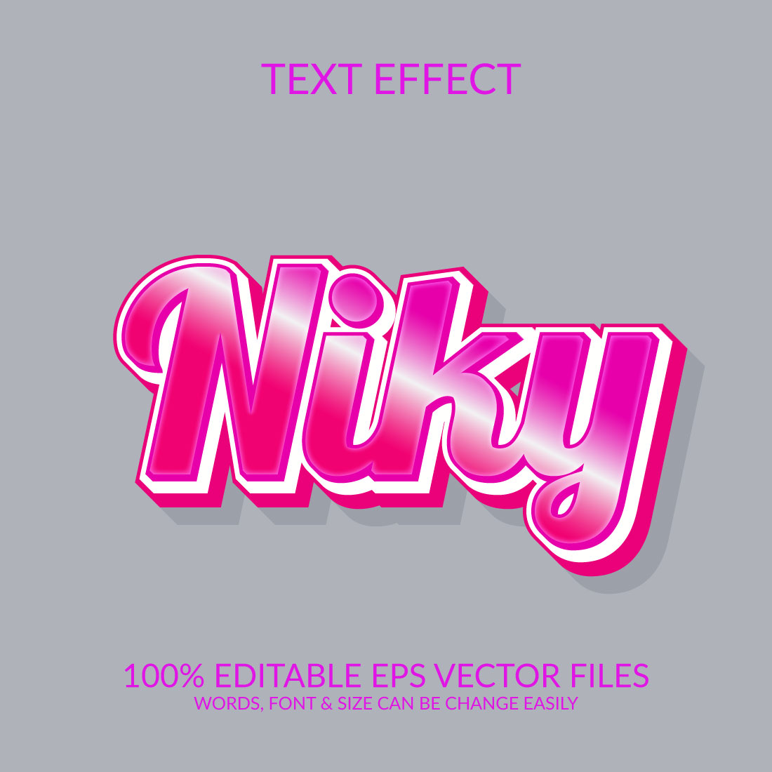 Niky Editable Text Effect Template Design cover image.