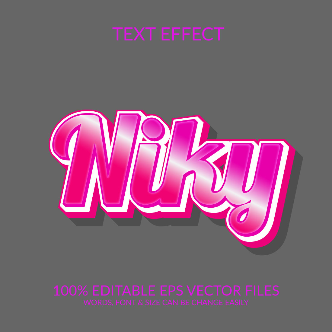 Niky Editable Text Effect Template Design preview image.