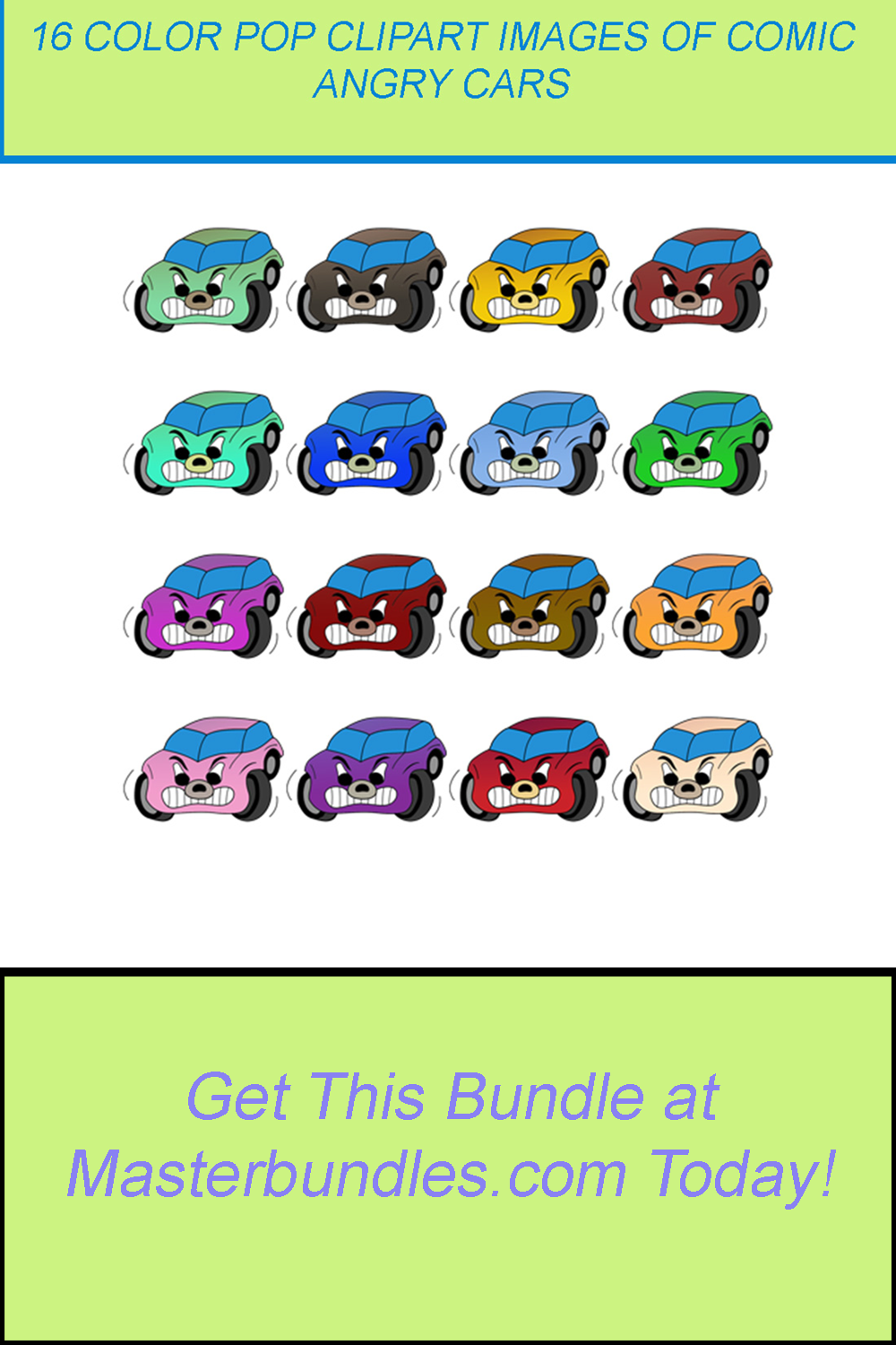 16 COLOR POP CLIPART IMAGES OF COMIC ANGRY CARS pinterest preview image.