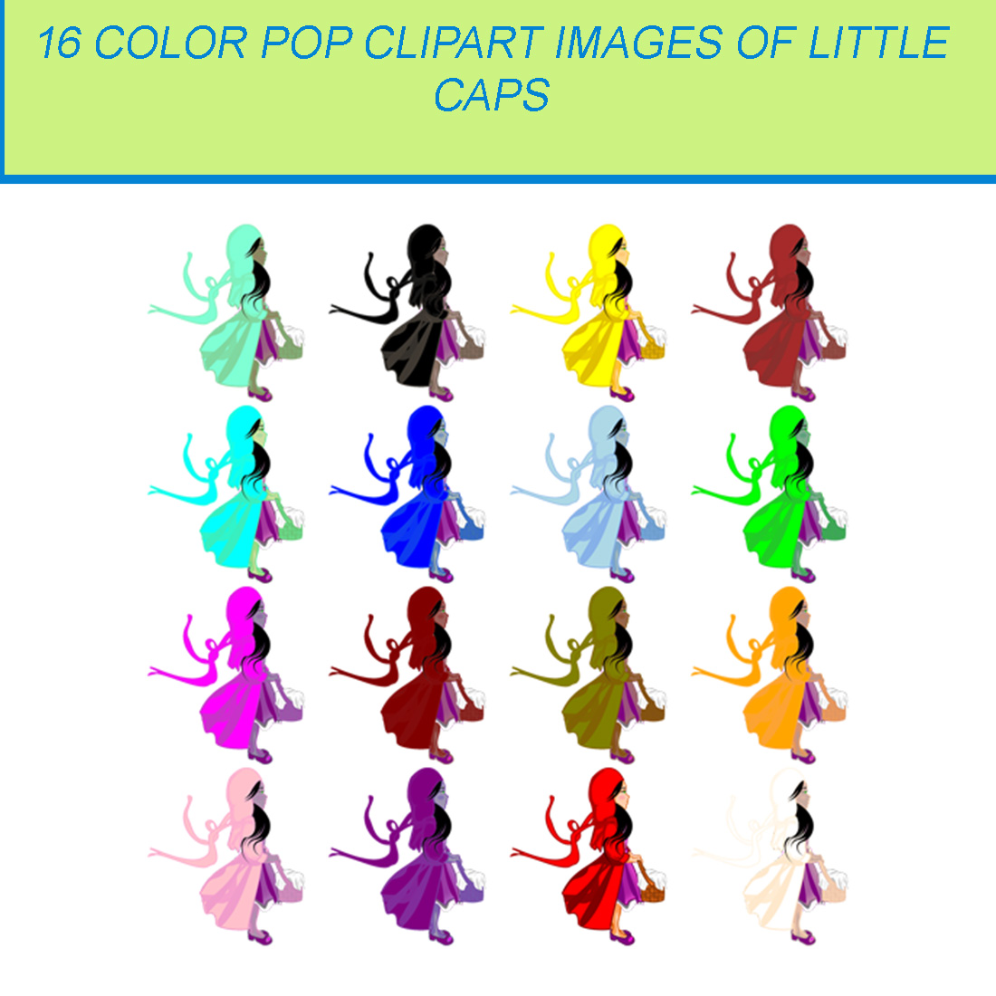 16 COLOR POP CLIPART IMAGES OF LITTLE CAPS cover image.