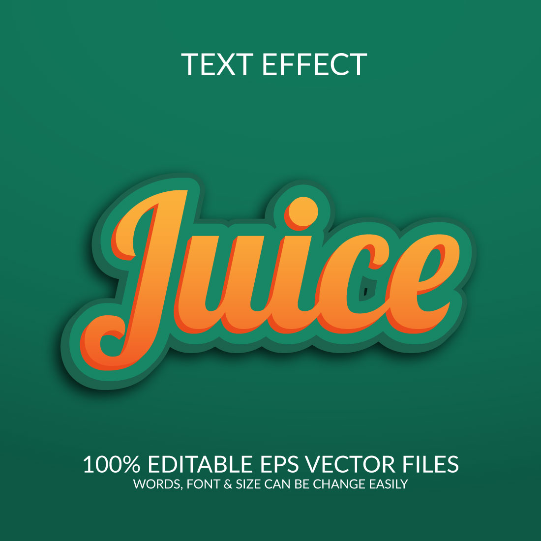 Juice 3d Fully Editable Vector Text Effect Template Design cover image.