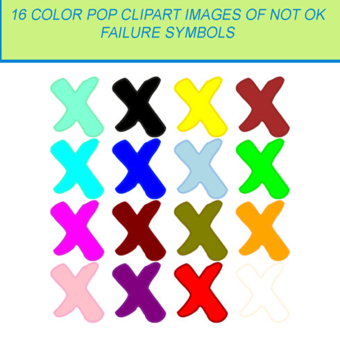 16 COLOR POP CLIPART IMAGES OF NOT OK FAILURE SYMBOLS cover image.