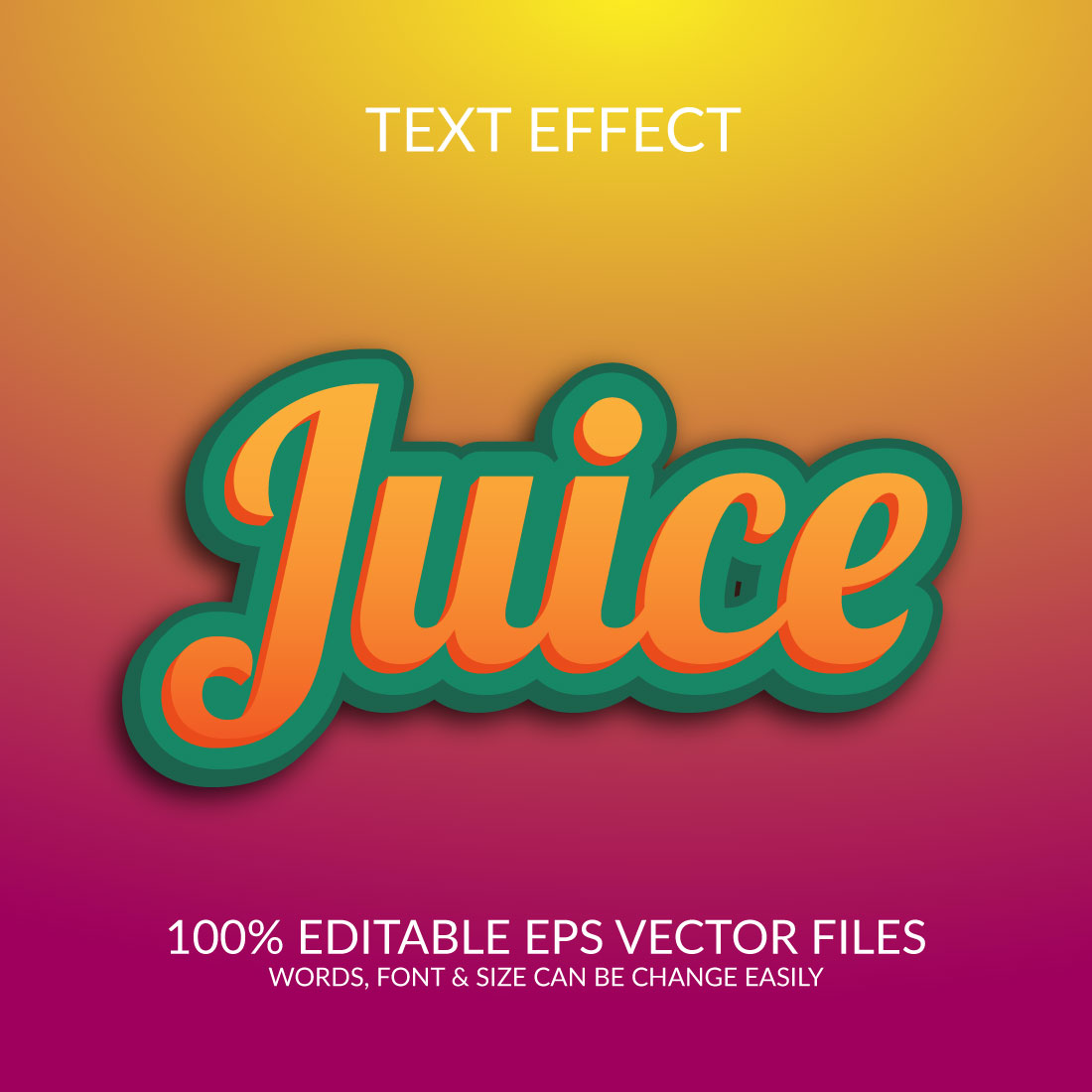 Juice 3d Fully Editable Vector Text Effect Template Design preview image.