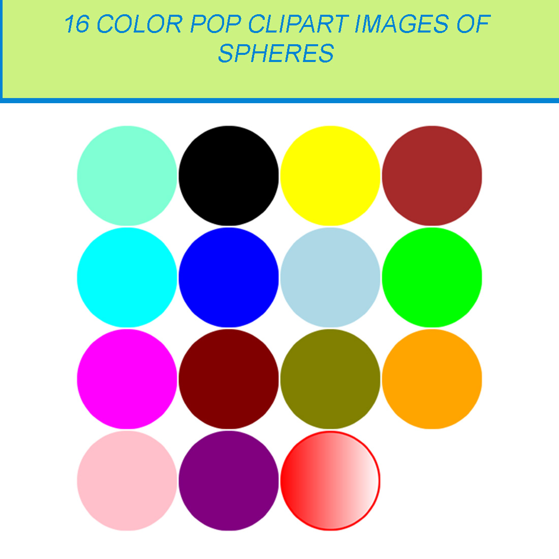 16 COLOR POP CLIPART IMAGES OF SPHERES cover image.