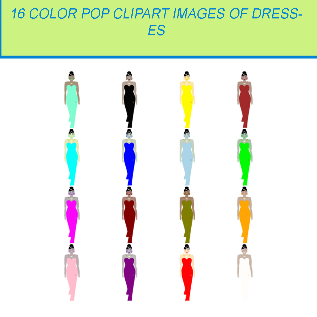 16 COLOR POP CLIPART IMAGES OF DRESSES cover image.