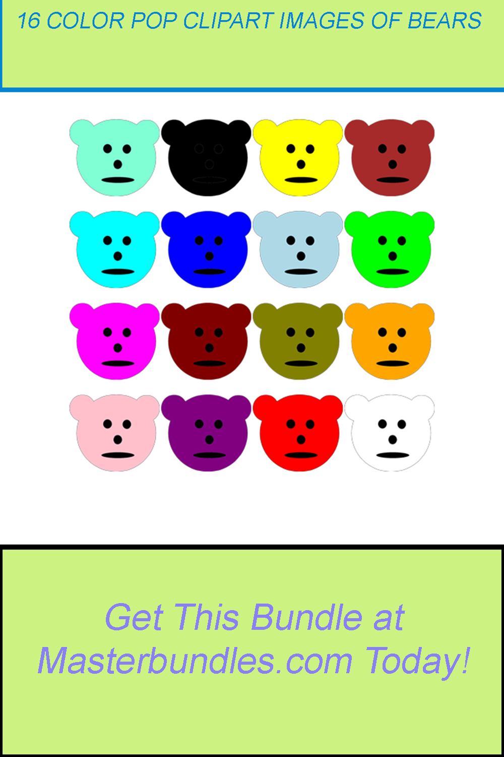 16 COLOR POP CLIPART IMAGES OF BEARS pinterest preview image.