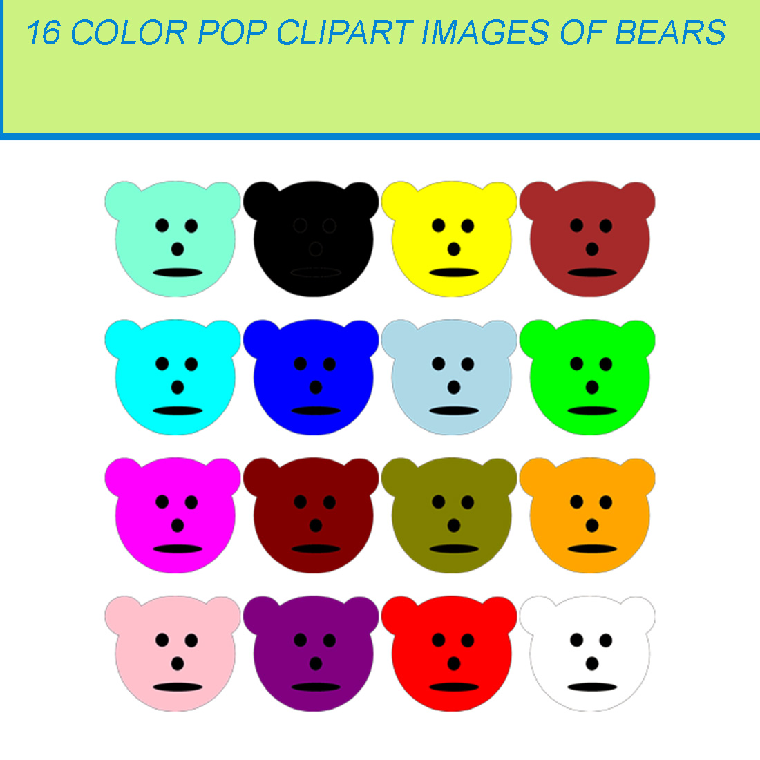 16 COLOR POP CLIPART IMAGES OF BEARS cover image.