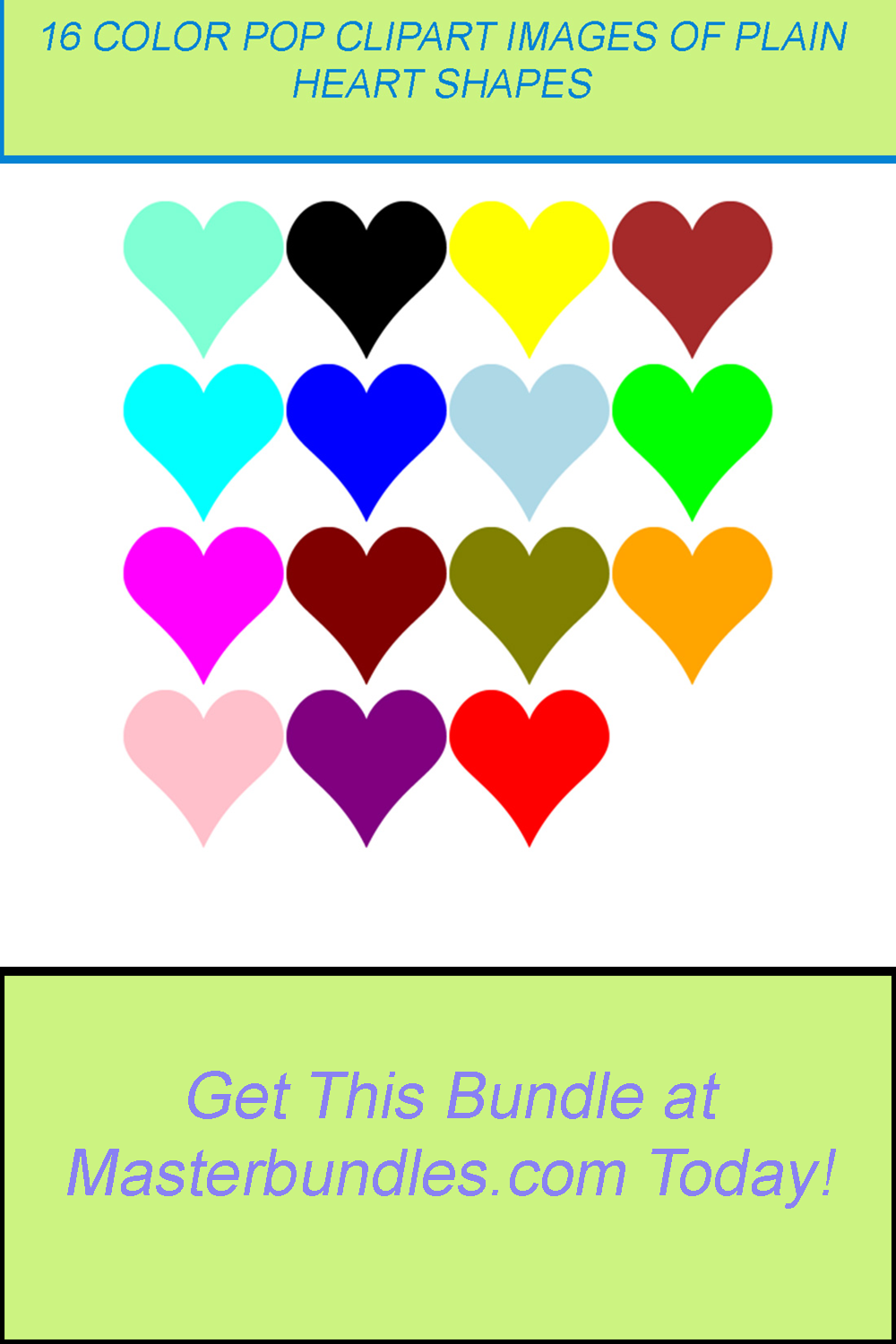 16 COLOR POP CLIPART IMAGES OF PLAIN HEART SHAPES pinterest preview image.