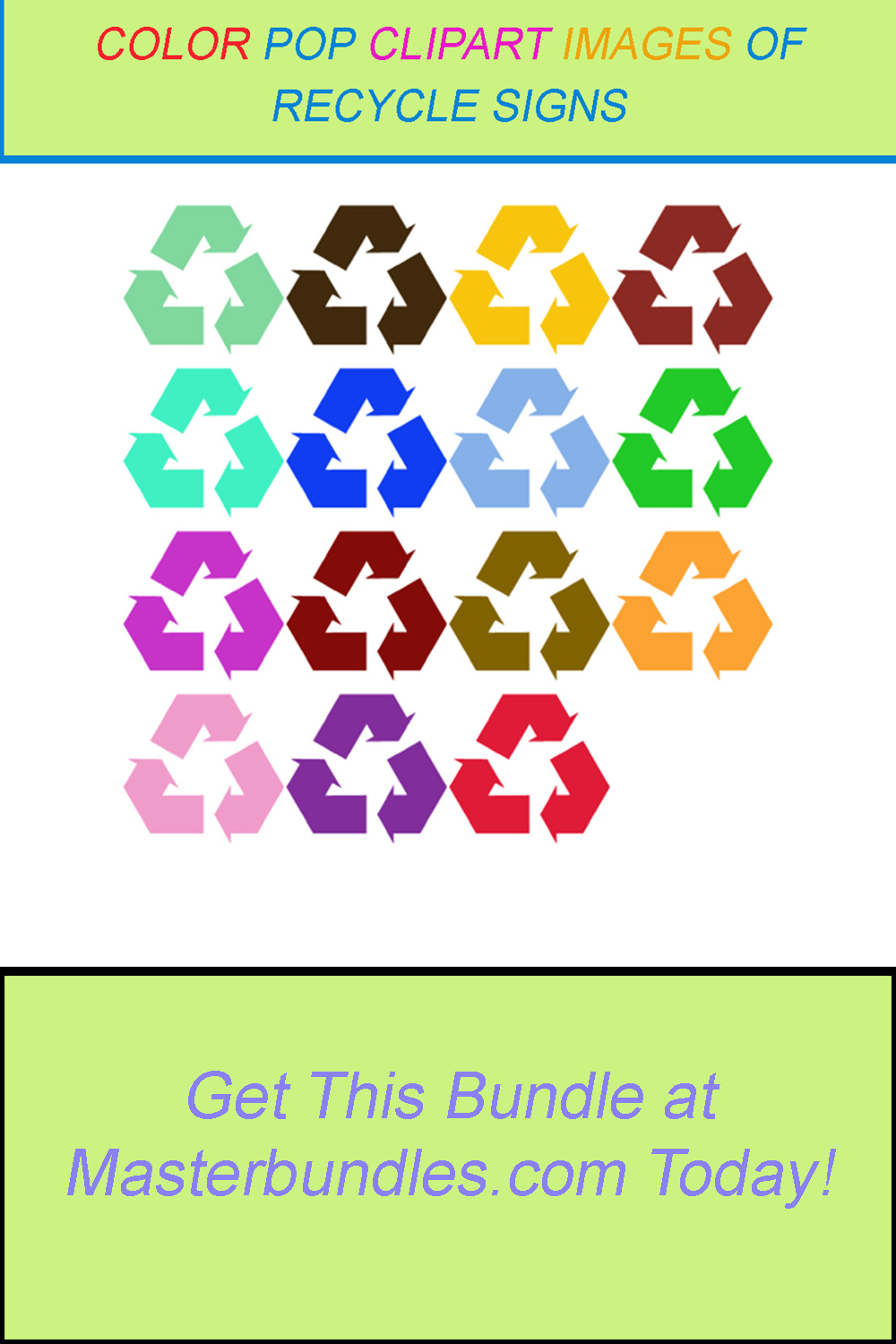 15 COLOR POP CLIPART IMAGES OF RECYCLE SIGNS pinterest preview image.