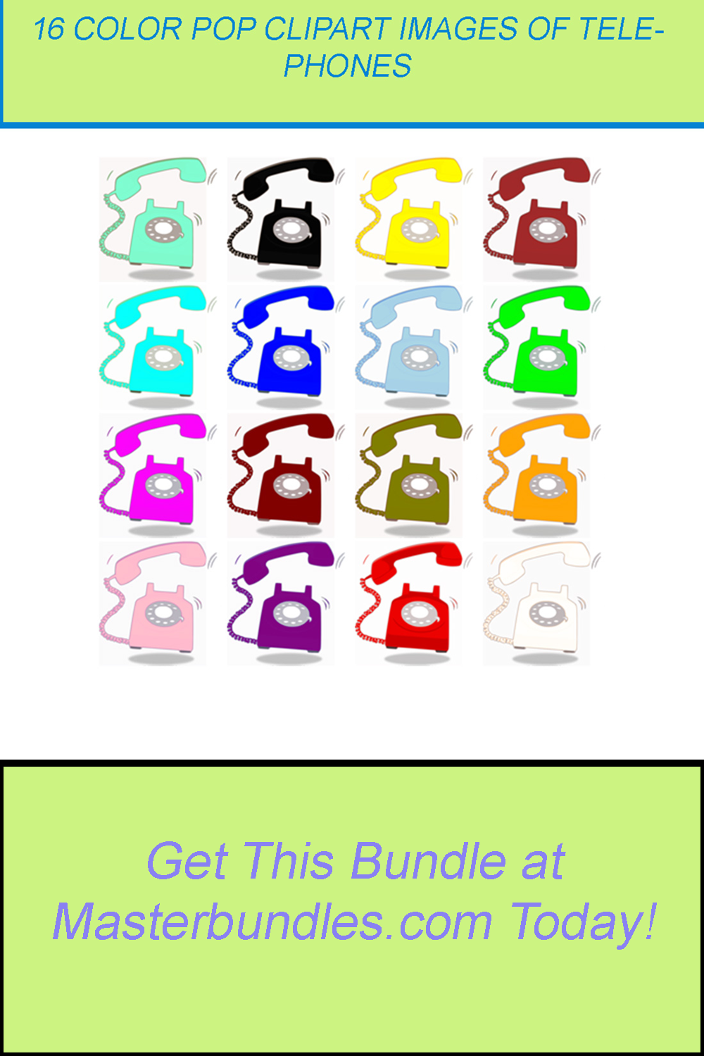 16 COLOR POP CLIPART IMAGES OF TELEPHONES pinterest preview image.