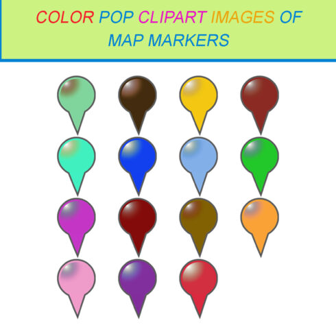 15 COLOR POP CLIPART IMAGES OF MAP MARKERS cover image.
