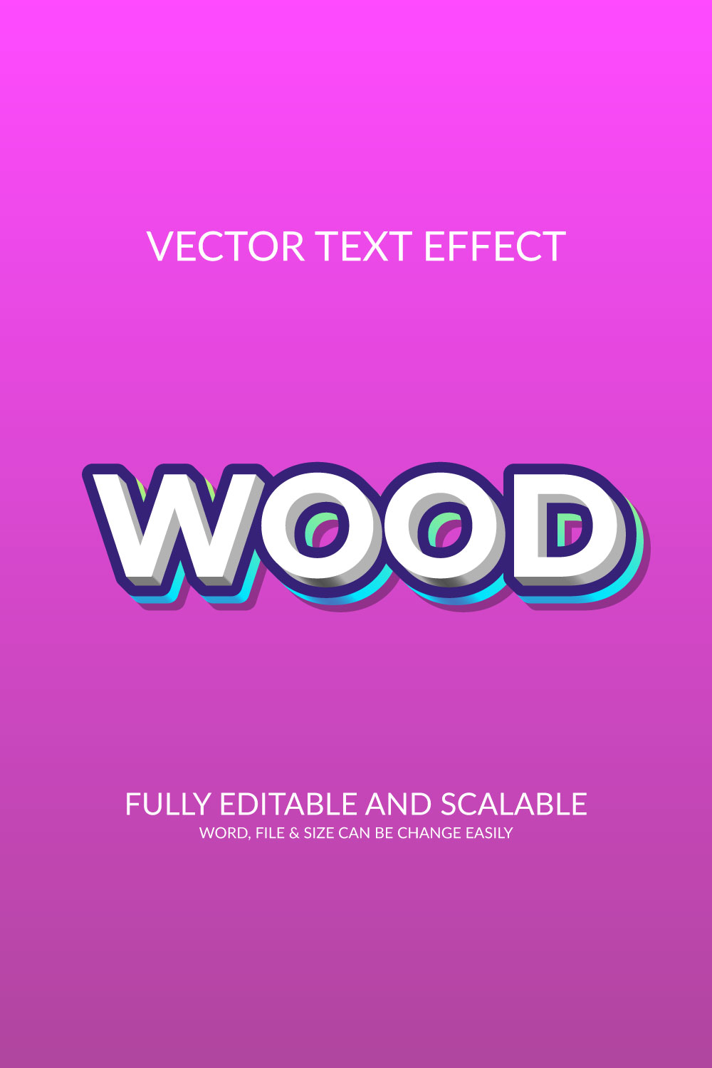 Wood 3d text effect template pinterest preview image.