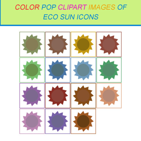15 COLOR POP CLIPART IMAGES OF ECO SUN ICONS cover image.