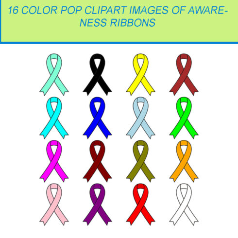 16 COLOR POP CLIPART IMAGES OF AWARENESS RIBBONS cover image.