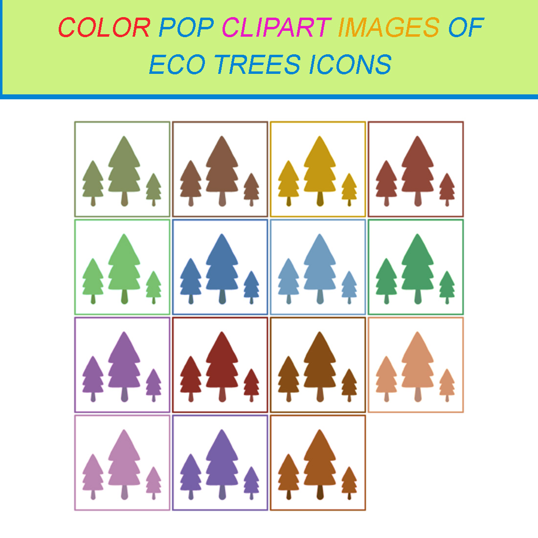 15 COLOR POP CLIPART IMAGES OF ECO TREES ICONS cover image.