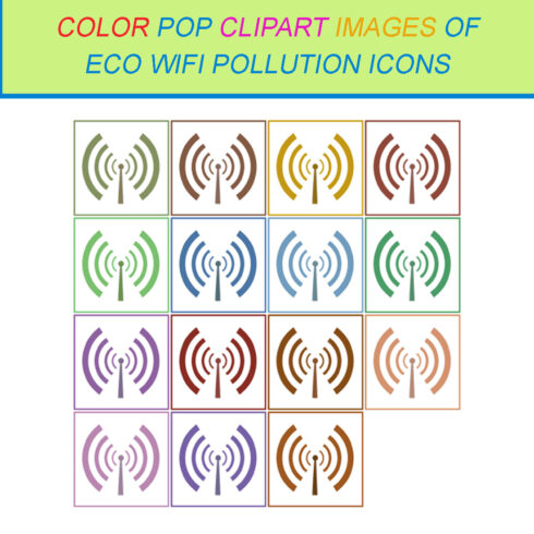 15 COLOR POP CLIPART IMAGES OF ECO WIFI POLLUTION ICONS cover image.