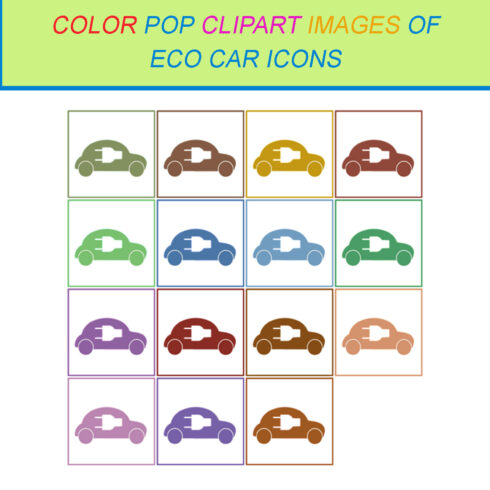 15 COLOR POP CLIPART IMAGES OF ECO CAR ICONS cover image.