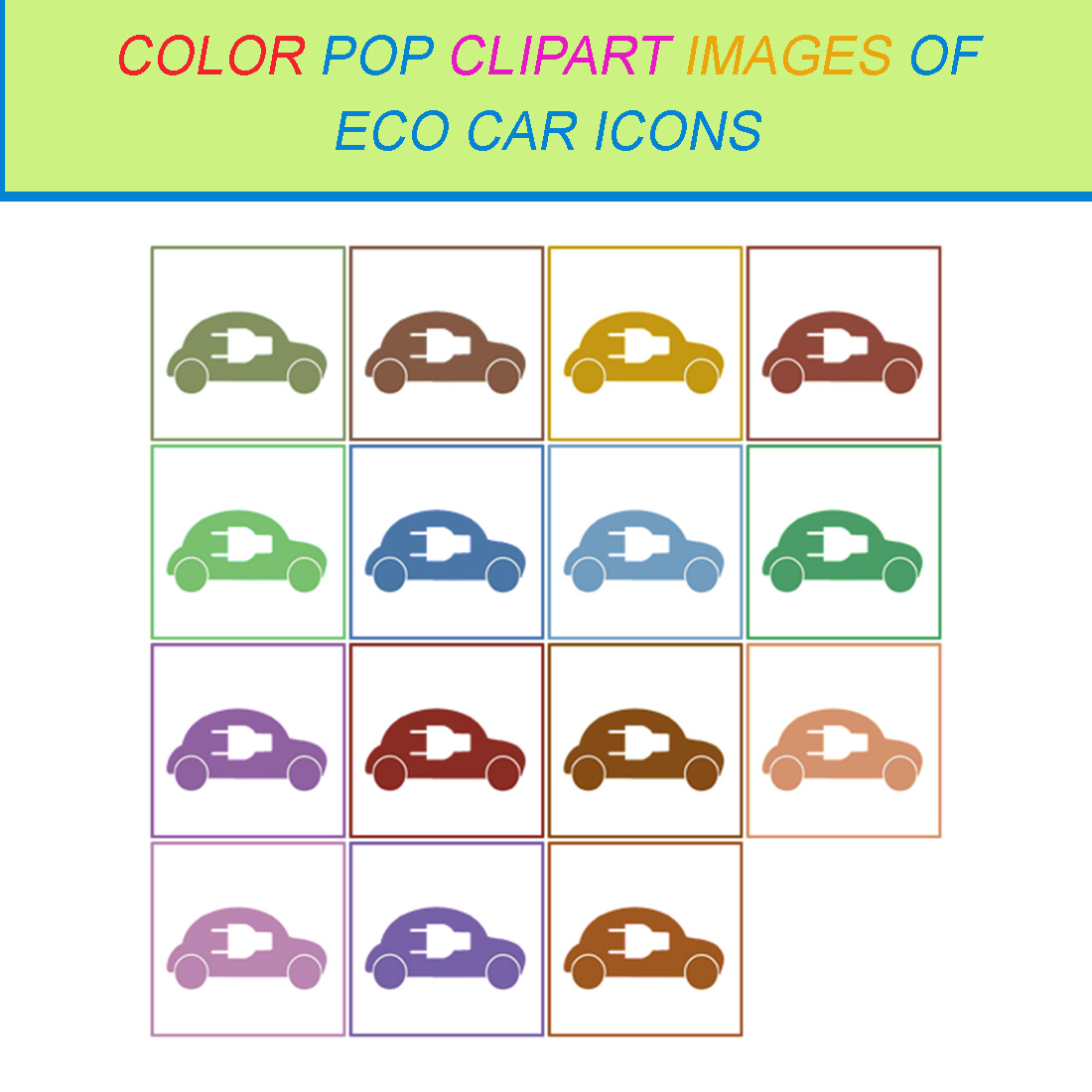 15 COLOR POP CLIPART IMAGES OF ECO CAR ICONS cover image.