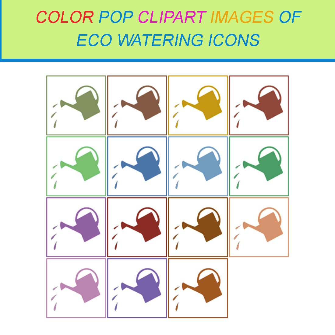 15 COLOR POP CLIPART IMAGES OF ECO WATERING ICONS cover image.