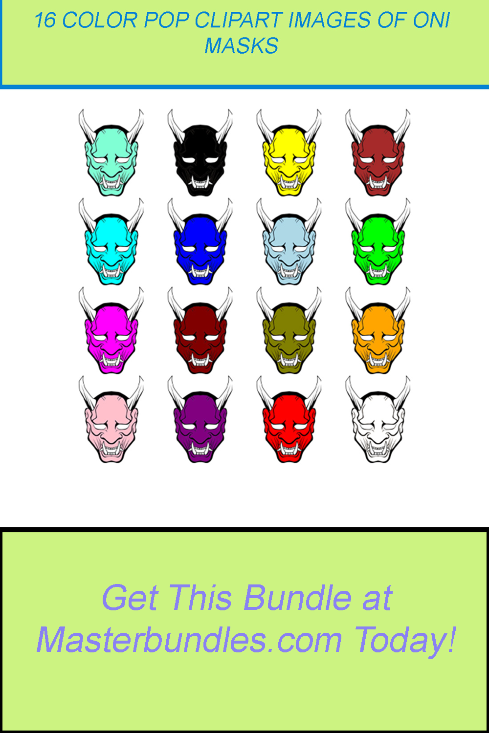 16 COLOR POP CLIPART IMAGES OF ONI MASKS pinterest preview image.