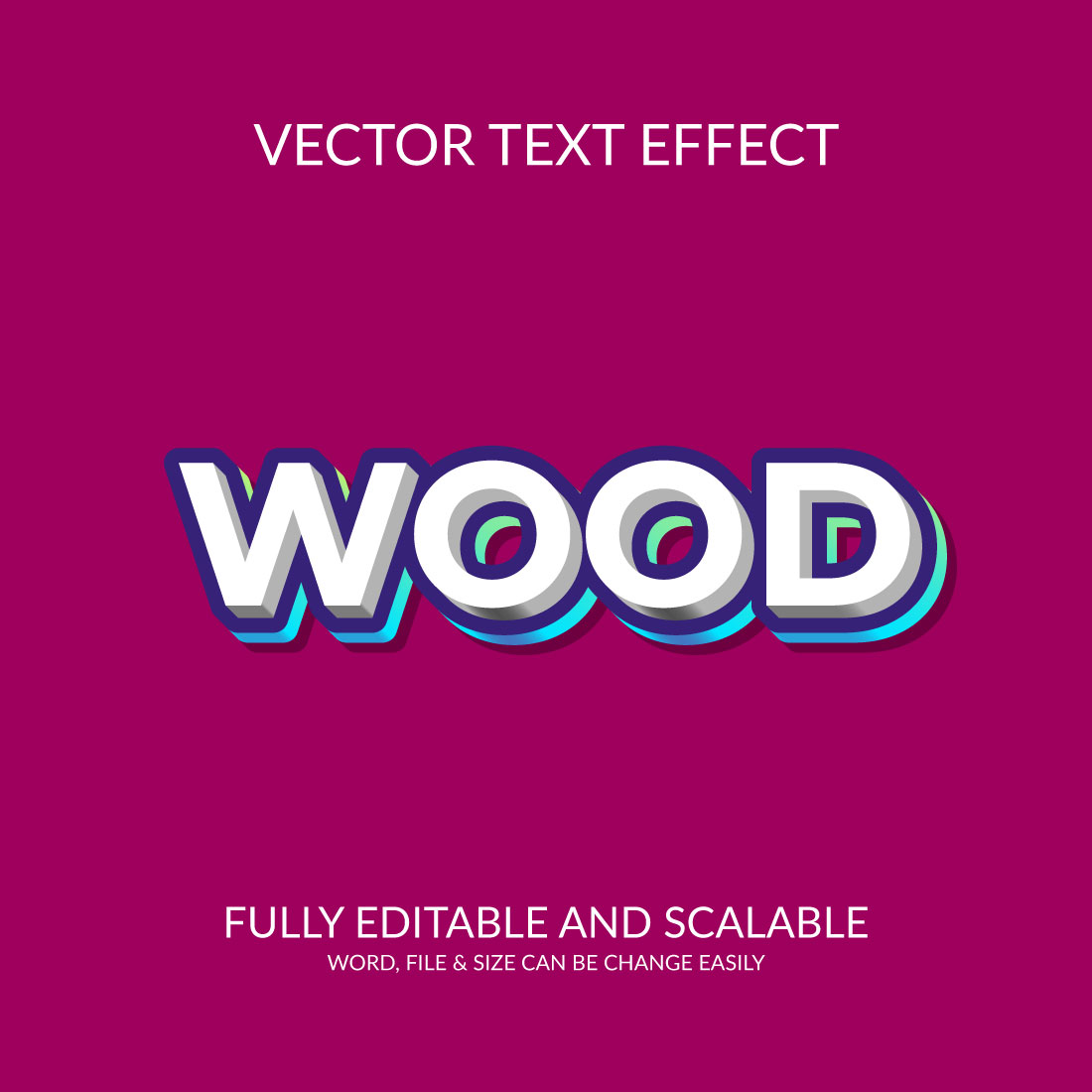 Wood 3d text effect template preview image.
