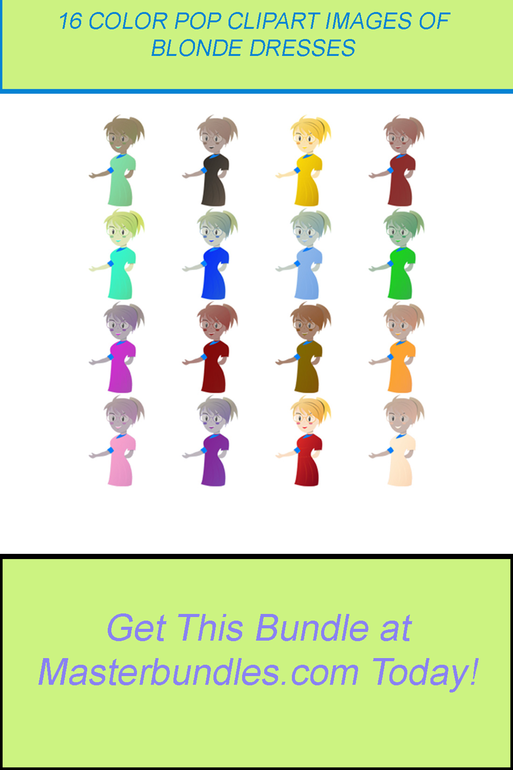 16 COLOR POP CLIPART IMAGES OF BLONDE DRESSES pinterest preview image.