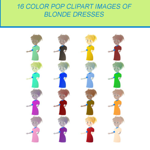 16 COLOR POP CLIPART IMAGES OF BLONDE DRESSES cover image.