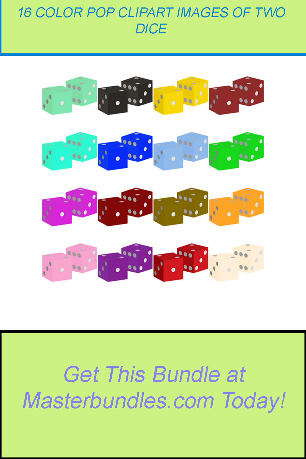 16 COLOR POP CLIPART IMAGES OF TWO DICE pinterest preview image.